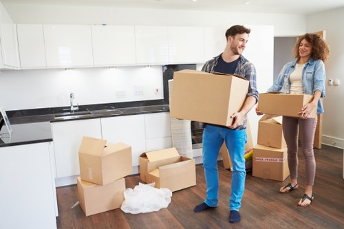 Boxes and household items being loaded for a local flat removal